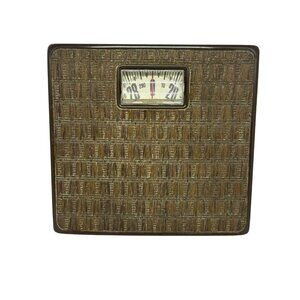 VTG Counselor Bathroom Scale 1960s Wicker Basket Weave Design MCM Retro 10"x9.5"